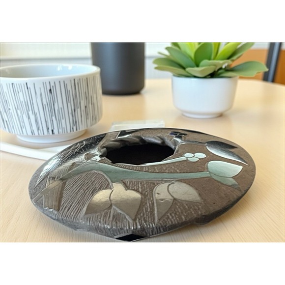 Mata Ortiz Pottery Lupita Quezada Black On Black‎ Seed Pot Bird Flowers Mexican - Picture 4 of 9